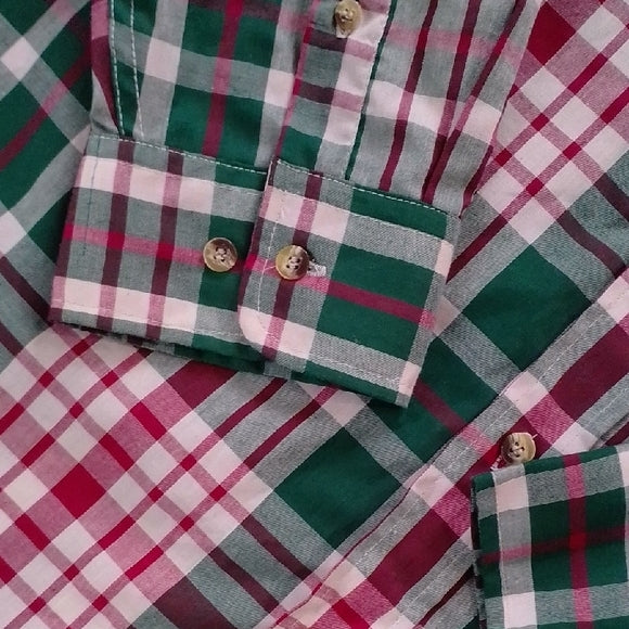 Vintage 90s GRENADIER Green and Red Plaid Button Down Shirt UNISEX