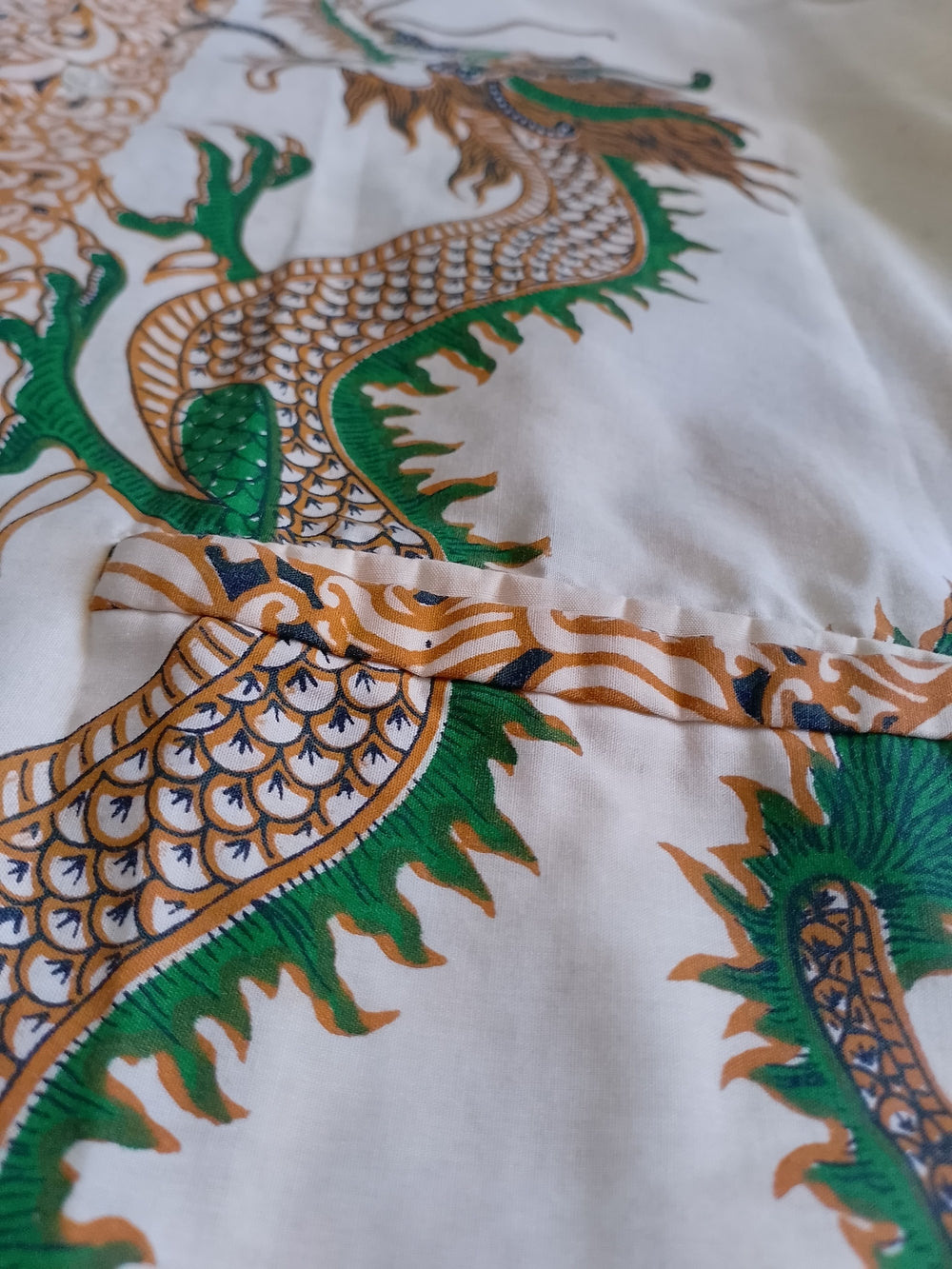 Vintage 70's JAVA BATIK Dragon Pattern Cotton Cuban Shirt