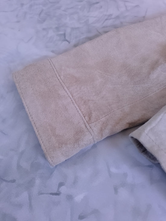 Vintage Beige Suede Button-Front Jacket SEQUENCE
