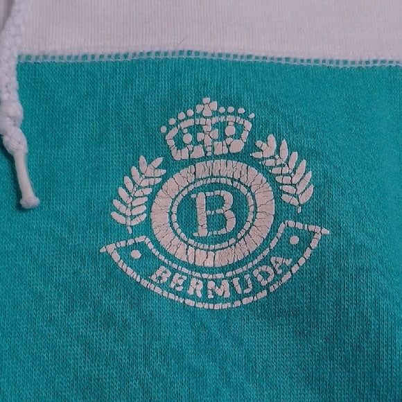 Vintage 90s BERMUDA Tourist White and Teal Sweater