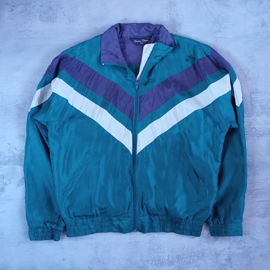 Vintage 80s Christian Dumas Colorblock Windbreaker Jacket PURPLE SILK UNISEX