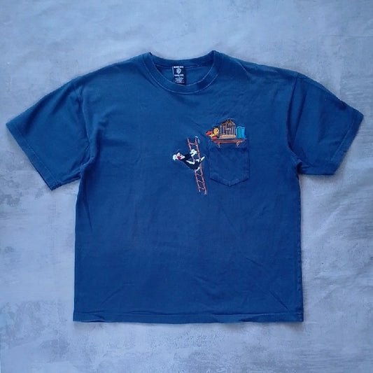 VINTAGE 1997 Tweety and Sylvester Embroidered Warner Bros T-Shirt