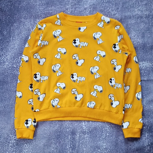 Snoopy Print Yellow Peanuts Crewneck Sweater Unisex