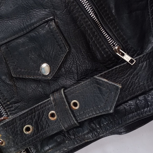 Vintage 80s Echtes Leder Echt Leer Leather Motorcycle Jacket