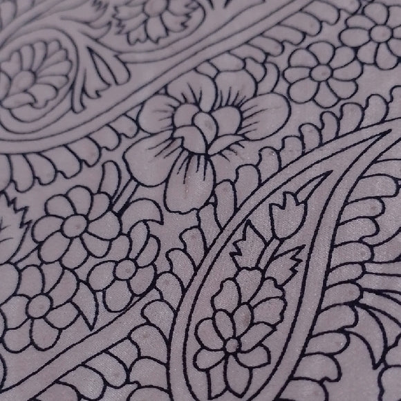 Vintage Armine Silk Scarf / Shawl – Black & White Paisley Floral Design – 32”