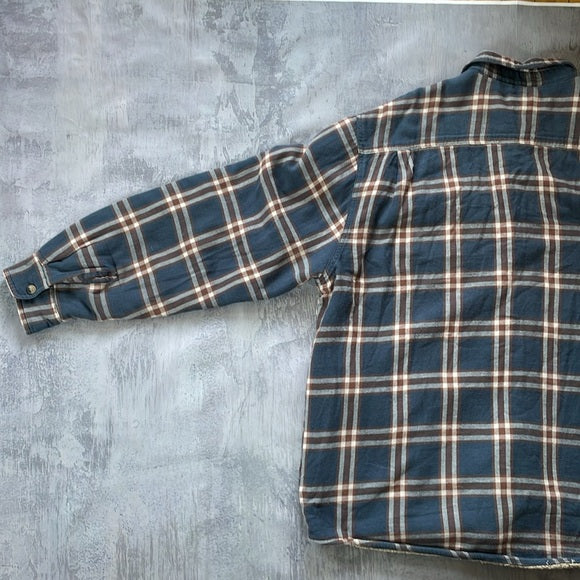 WRANGLER PLAID BUTTON-UP SWEATER JACKET SHERPA LINED