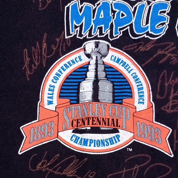 Vintage 1993 NHL Toronto Maple Leafs Autographs Western Conference T-Shirt