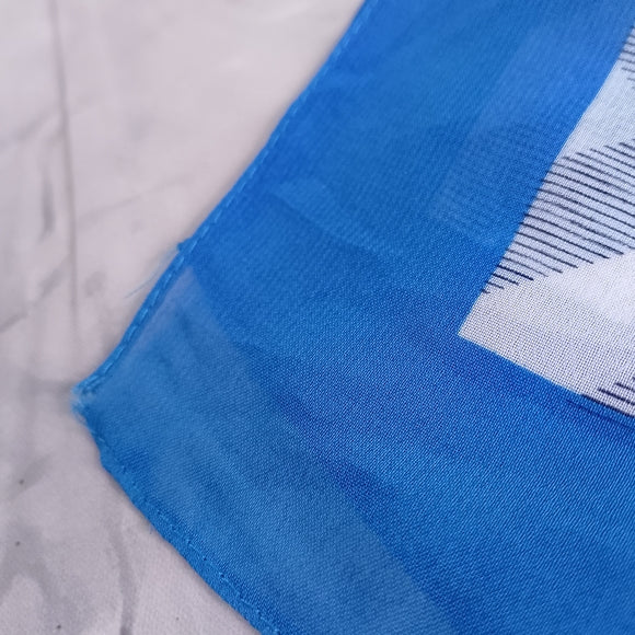 Vintage Burberry Check Handkerchief Scarf Blue Border 60x20 Classic Designer