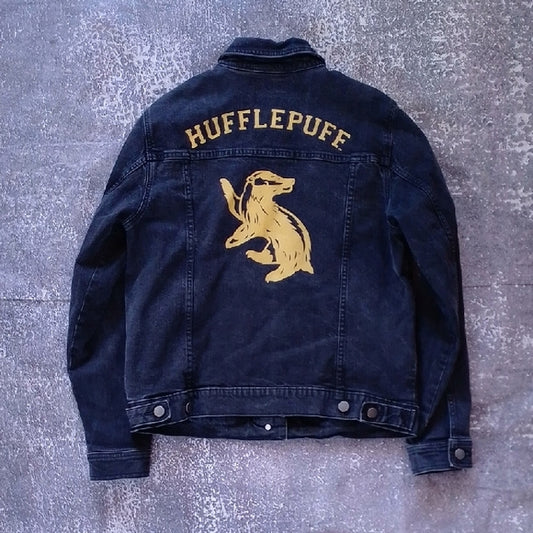 Harry Potter Hufflepuff Denim Jacket with Gold Badger