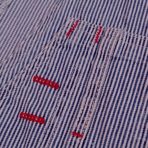 Vintage 1996 Bluenotes Train Conductor Railroad Striped Demim Overalls Workwear