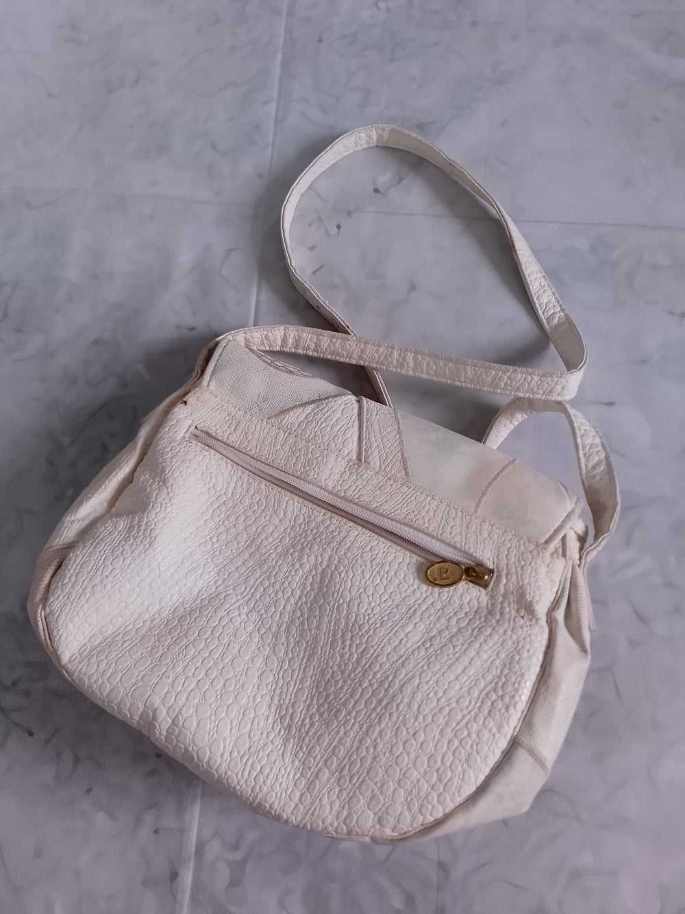 Vintage 80s Cream/White Crossbody Shoulder Bag NAS