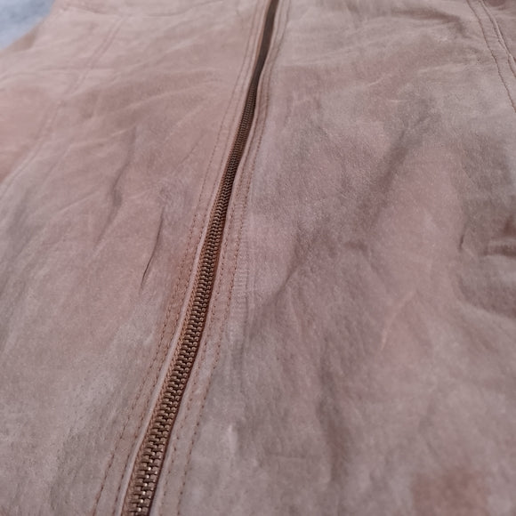Suede Zip-Front Jacket in Tan Cleo Leather