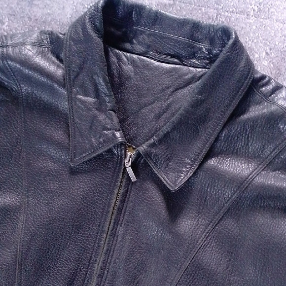 VINTAGE Leather Jacket Black UNISEX