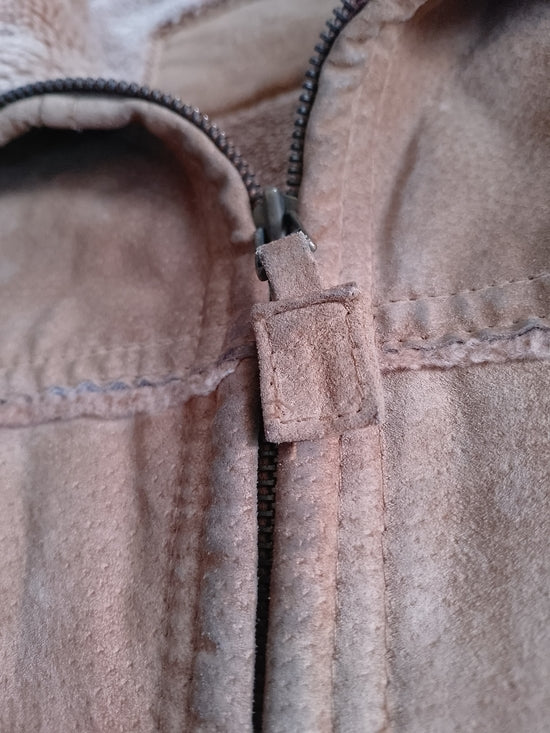 Y2K Cherokee Suede Tan Faux Teddy Shearling Zip Jacket