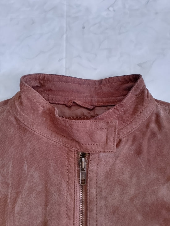Women’s Suede Zip-Front Jacket - Rose Brown CLEO
