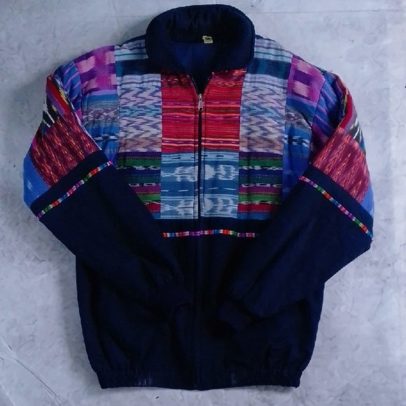 Vintage Handmade Guatemalan Patchwork Jacket – Colourful Cotton Bomber