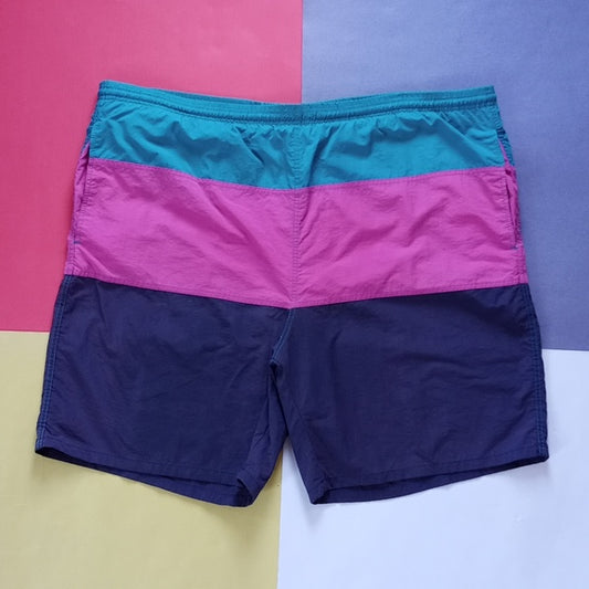 Vintage 90s Cheetah Multicolor Swimming Shorts