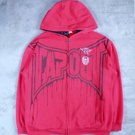 Vintage TAPOUT BIG PRINT SWEATSHIRT ZIP-UP RED