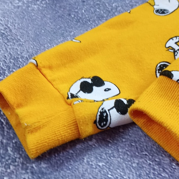 Snoopy Print Yellow Peanuts Crewneck Sweater Unisex