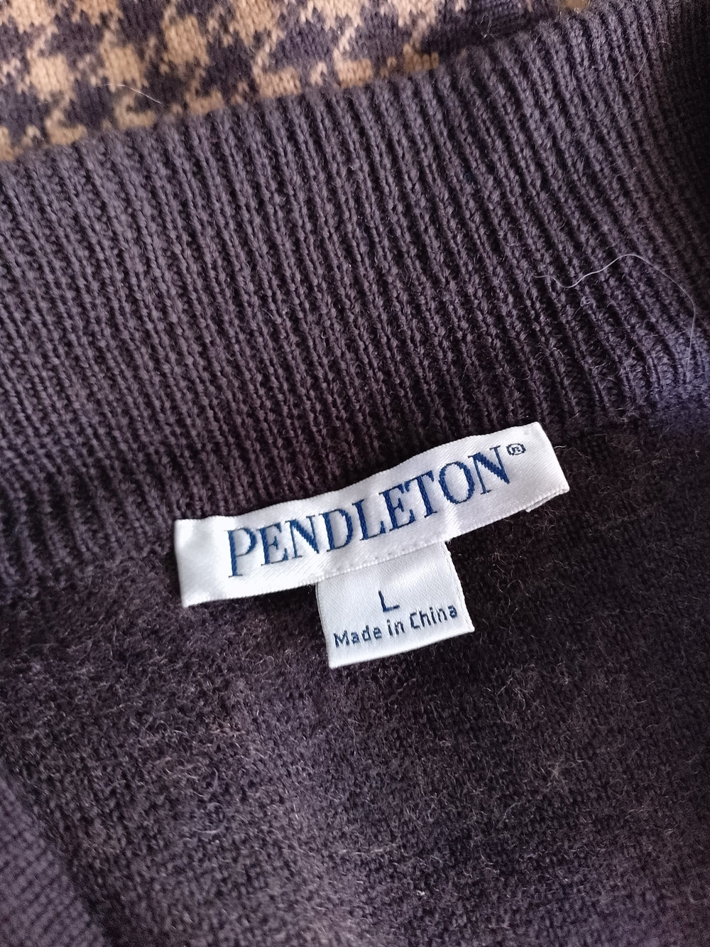 Pendleton Houndstooth Zip Up Jacket Wool