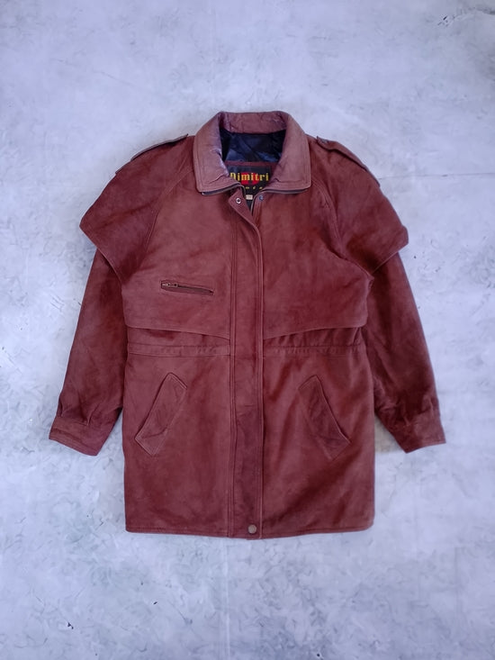Vintage Dimitri Rust Suede/Leather Long Jacket