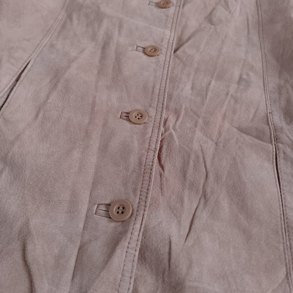 BC Clothing Cream Suede Button-Front Jacket