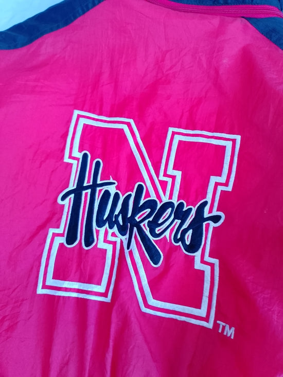Vintage 90s Nebraska Huskers Hooded Jacket Starter Style Mighty Mac