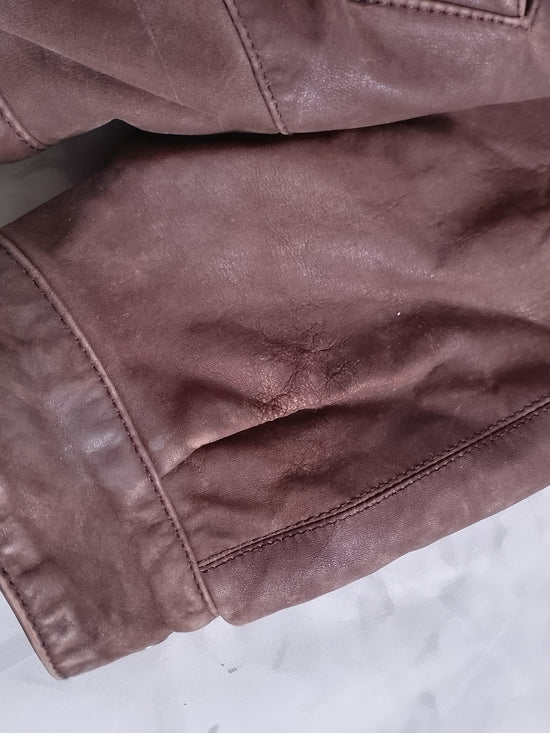 VINTAGE Brown Leather Bomber Jacket EXPRESSIONS WORWIDE