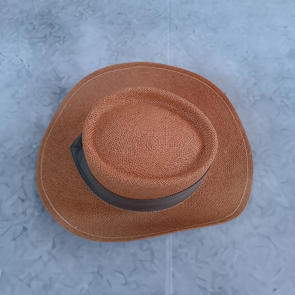 Vintage Straw Cowboy Hat Mercedes-Benz Logo Rancher Western Hat ATEXACE UNIHAT