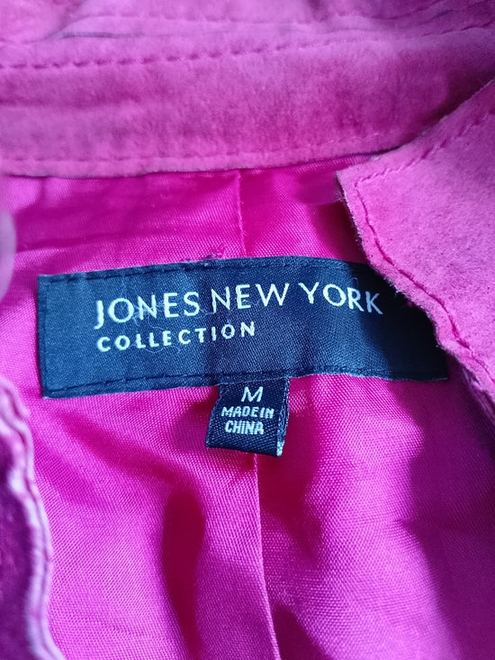 Jones New York Suede Red Zip Front Jacket