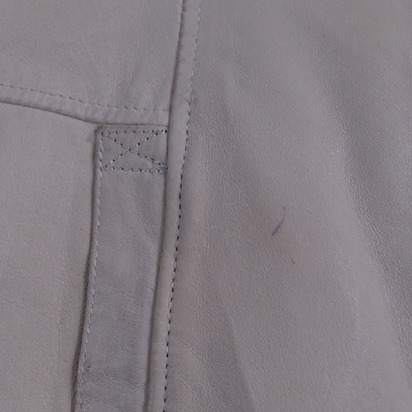 Danier Cream Leather Jacket With Forest Silhouette Inside