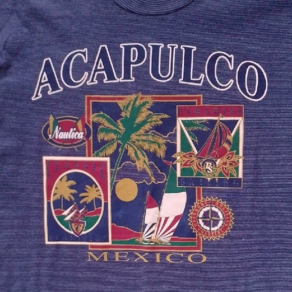 Vintage 90s Acapulco MEXICO Graphic T-Shirt Tourist Single Stitch