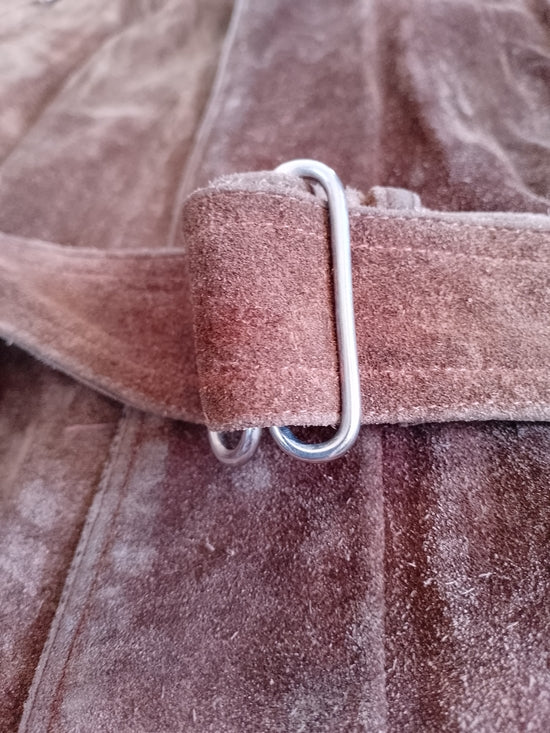 Vintage Brown Suede Hooded Belted Men's Coat BRISSON & BRISSON