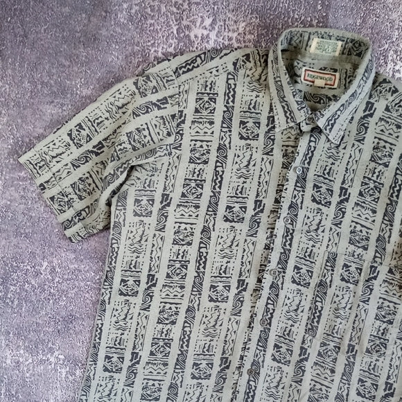 Vintage 90s Funky Pattern WIll Smith Style Button-Up Shirt