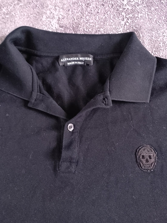 Alexander McQueen Black Polo Shirt with Skull Embroidery