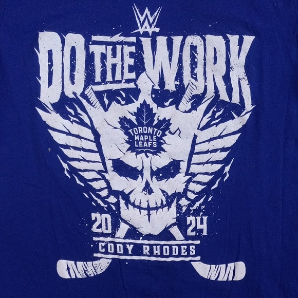 LIMITED EDITION WWE Cody RHODES Do The Work Toronto Maple Leafs T-Shirt Blue