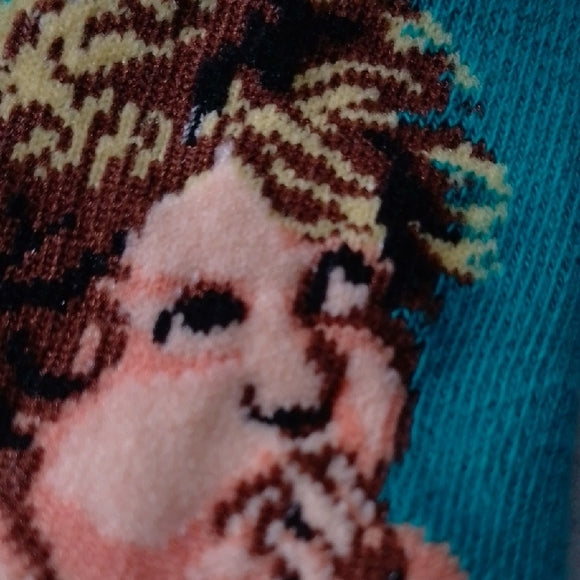 Angel Print Socks - Teal and Purple