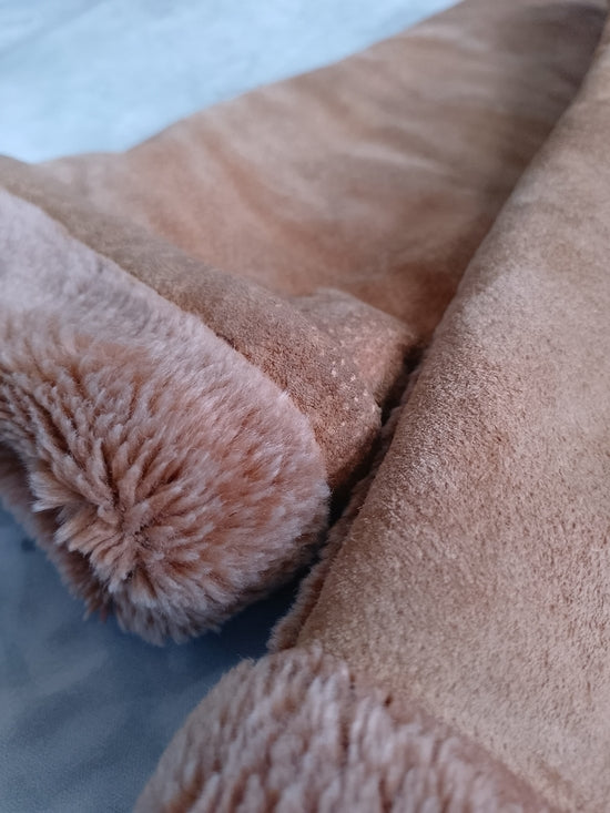 Y2K Cherokee Suede Tan Faux Teddy Shearling Zip Jacket