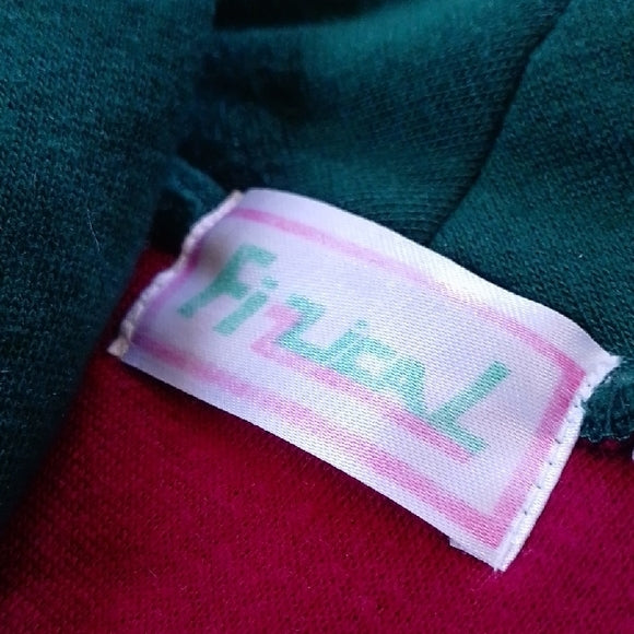 Vintage 90s Leaf Print Green and Red Pullover Sweatshirt