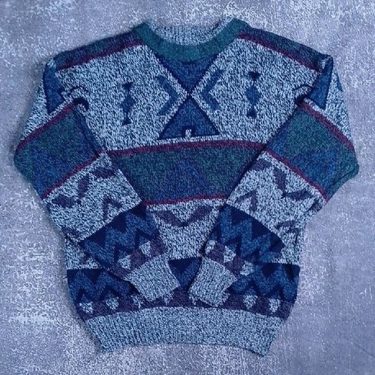 Vintage 90s Michael Gerald Patterned Sweater Uncle Phil Ugly Grandpa