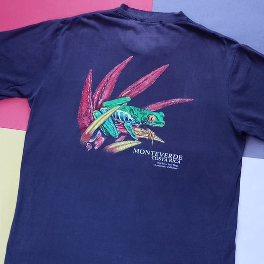 Vintage 90s Red-Eyed Leaf Frog Monteverde Costa Rica Single Stitch T-Shirt UNISE