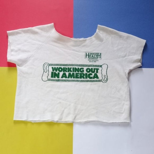 Vintage American Health March 1985 Working out in America Cropped Shirt