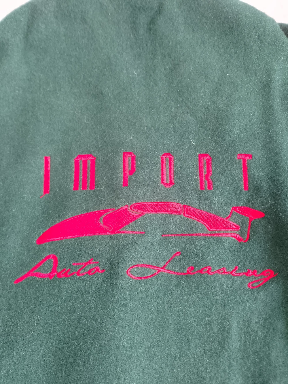 Vintage 1998 Import Auto Leasing Wool & Leather Jacket