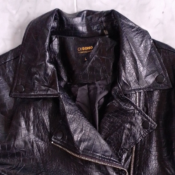 Faux Snakeskin Leather Motorcycle Jacket