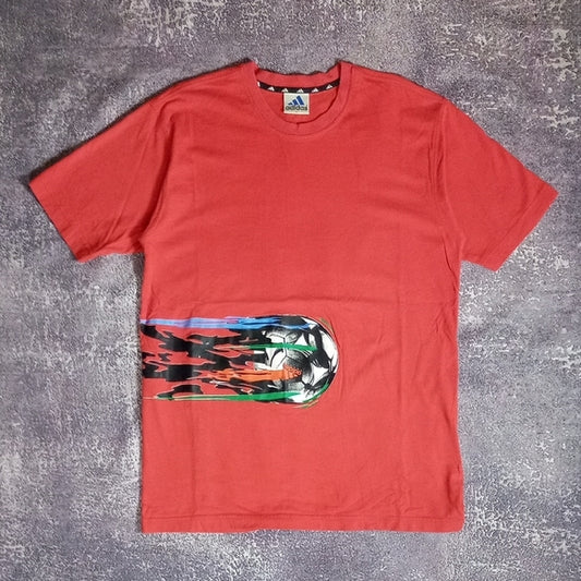 Vintage 90s ADIDAS SOCCER Graphic Red T-Shirt
