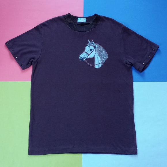 Vintage 90s Horse Patch Handmade By Mildred Holloway Single Stitch T-Shirt