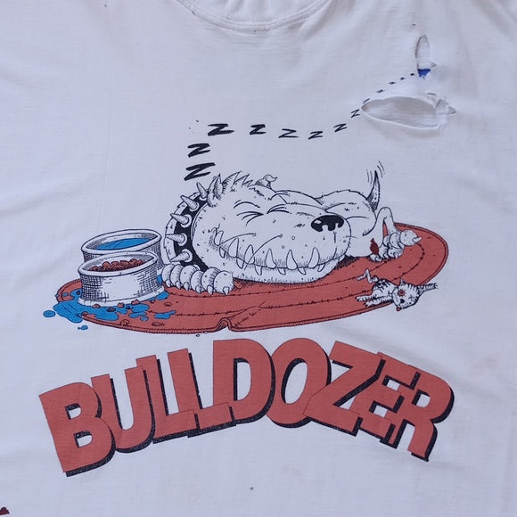 Vintage 90s Distressed BULLDOZER Sleeping Dog Graphic Tee The Original Bullies