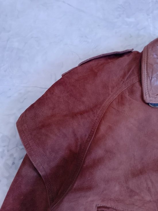 Vintage Dimitri Rust Suede/Leather Long Jacket