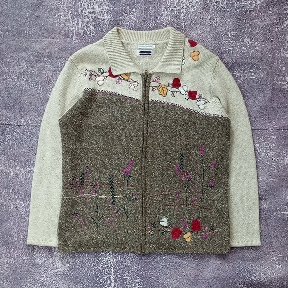 Vintage Floral Embroidered Cardigan Cottage Cover