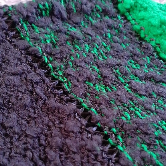 VINTAGE 90s Big Fluffy Wide Arms Green and Black Striped Sweater